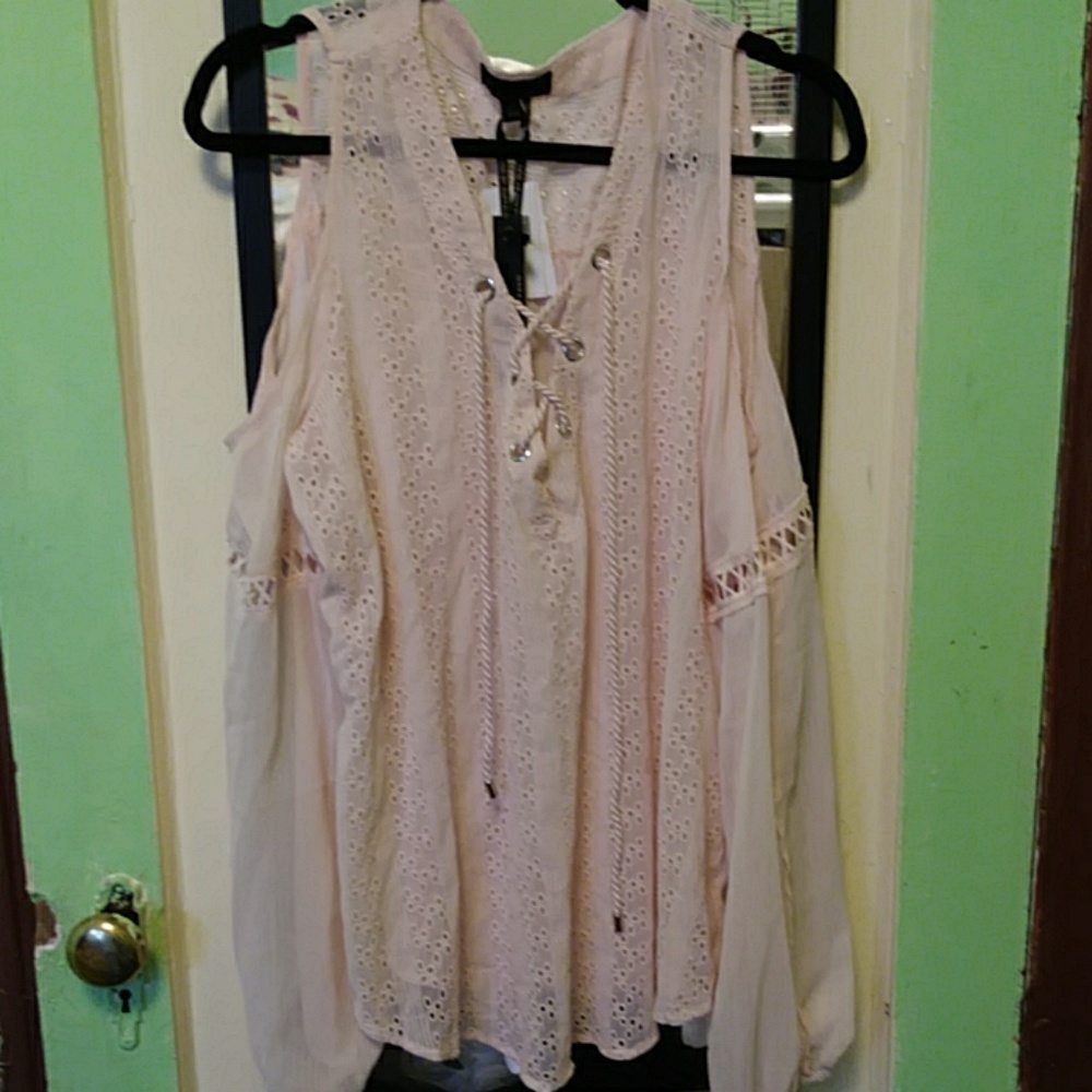 Pink Cold-Shoulder Shirt